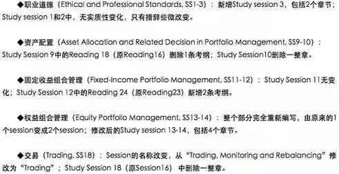 2019CFA考试三级新考纲变动分析